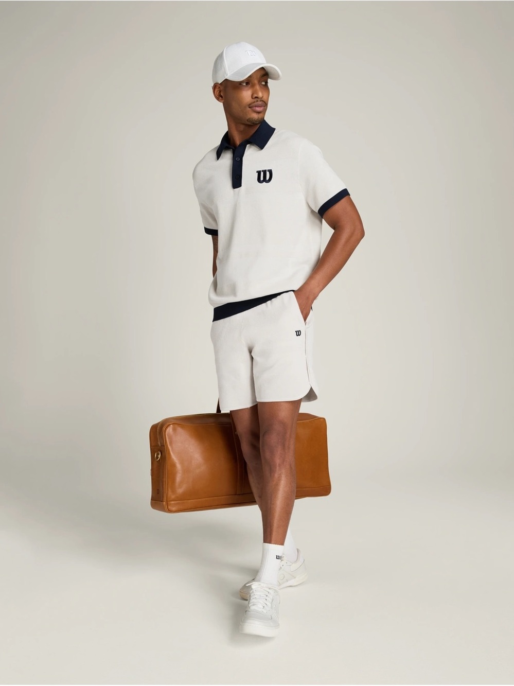 Wilson Cream Polo with Navy Collar and Trim - Picture 5 of 5